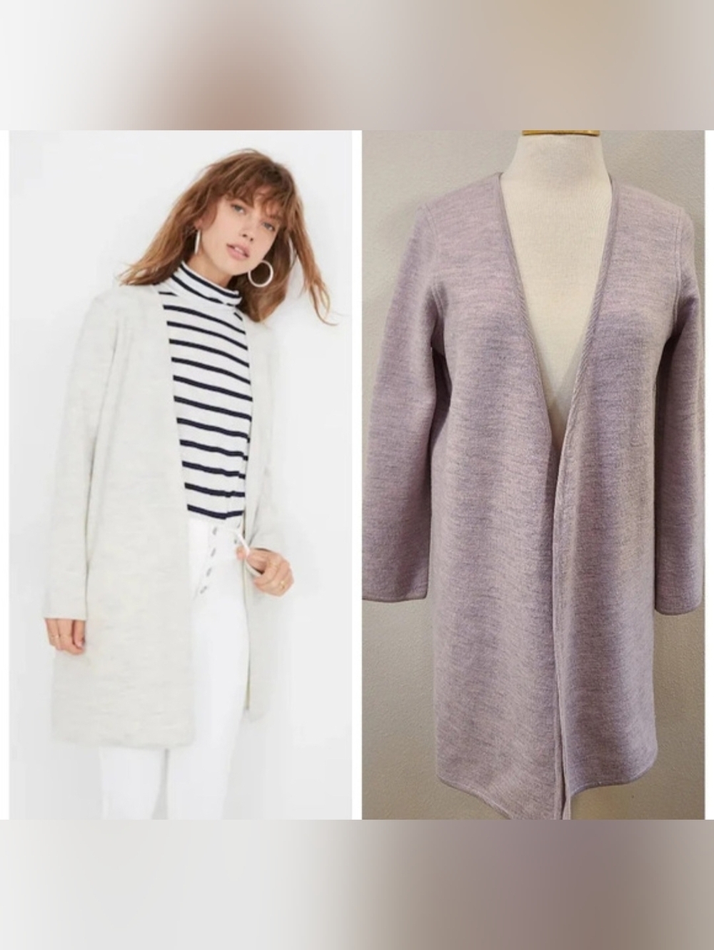 Madewell Lombard Sweater Coat in Heathered Shell Lilac